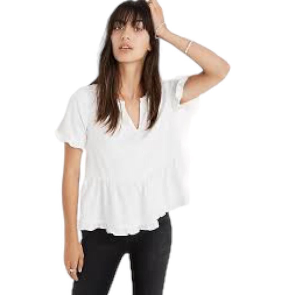 Madewell White Peplum Top
